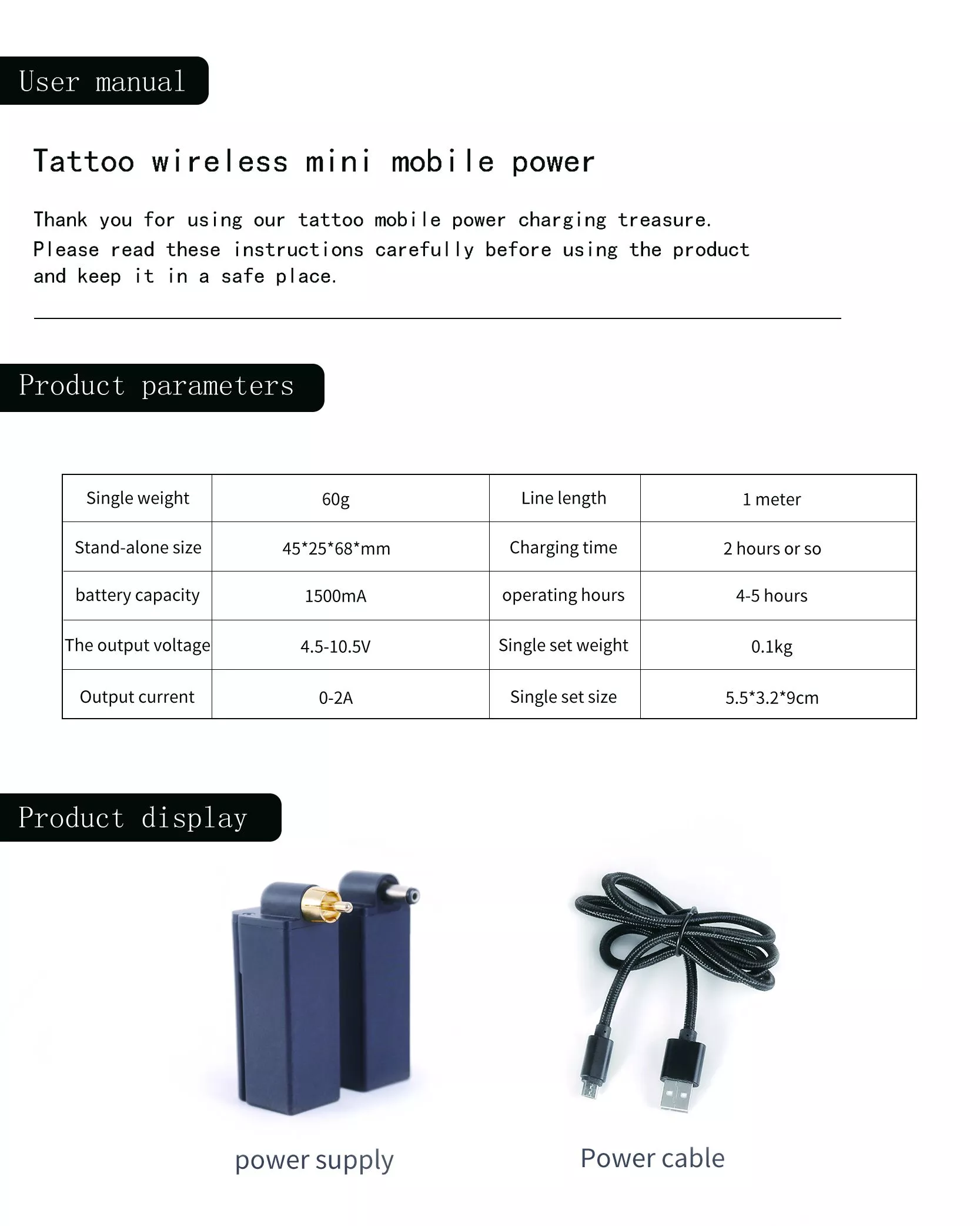 Drahtloses Tattoo-Netzteil Tragbare Power Bank für Tattoo-Maschine