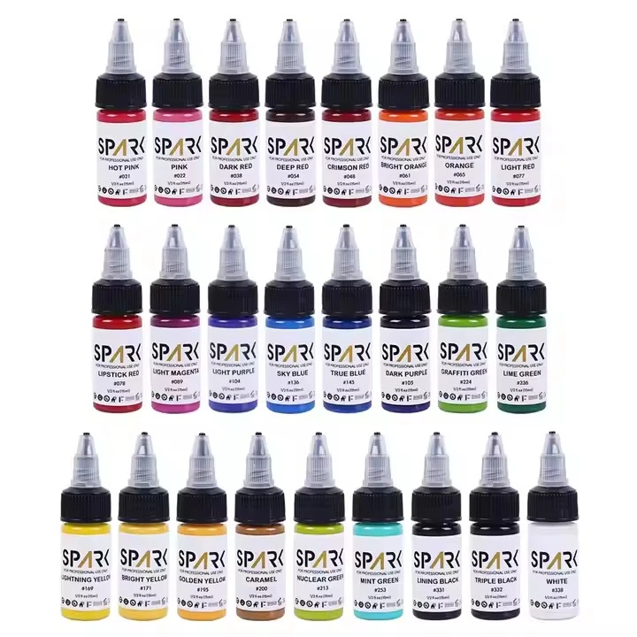 50 Farb Set Spark Großhandel Bio Best Pigment 1 Unzen 30 ml Einweg professionelle Flaschen Make -up Temporäres Tinten Tattoo