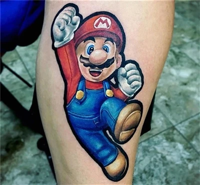 Mario Bross Tattoo Done By @ nacho_serrano_2012 Aus Argentinien Mit #sparkcar...