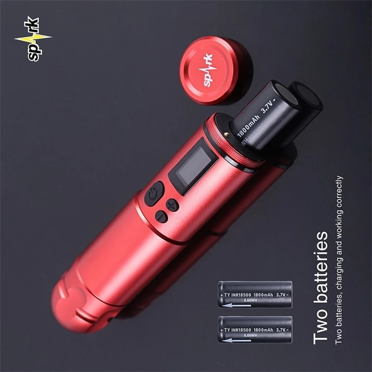 Professionelle Stift-Tattoo-Maschine, 2 Batterien, kabellose Spark-Tattoo-Maschine
