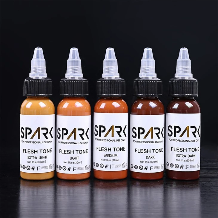 Hautfarben-Set, 1 Unze, 5-teilig, zum Abdecken, Mischen von kosmetischen Tätowierungen, Spark Tattoo-Tinte, bleifreie Tattoo-Tinte
