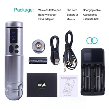 2 Batterien Spark Tattoo Maschine Drahtlose professionelle Tattoo-Versorgung