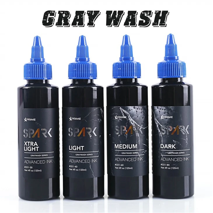 Spark 120ml Professional Graywash Tattoo Ink Set für Tätowierungen und Körperkunst