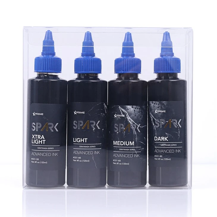 Spark neuest 4oz*4 graues Waschsatz wasserdichte temporäre Tattoo -Tinte