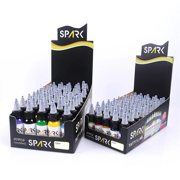 50 Farbsets, bleifreie Tattoo-Tinte, Spark Tattoo-Tinten-Set, professionelles Tattoo-Tinten-Display