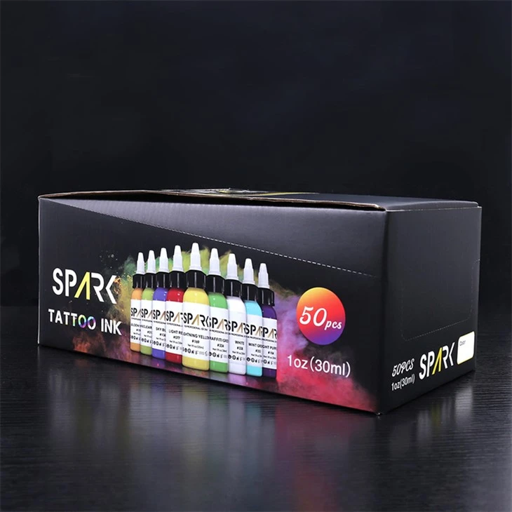 50 Farbsets Tätowierfarben in großen Mengen Spark Tattoo Ink Super Black Tattoo Ink