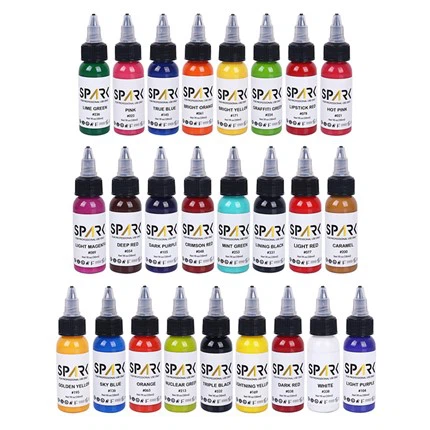 25 Farbset Spark Tattoo Ink Set Professionelles Tattoo Ink Display Bleifreie Tattoo Ink
