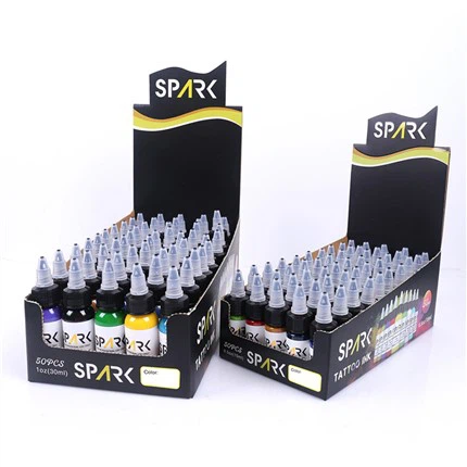 50 Farbsets, bleifreie Tattoo-Tinte, Spark Tattoo-Tinten-Set, professionelles Tattoo-Tinten-Display