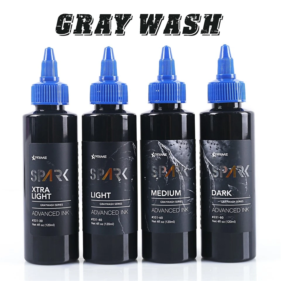Spark Graywash Tattoo Ink - 4 Oz Flaschenset