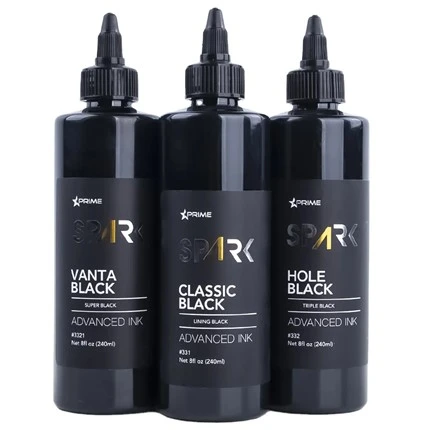 Vegane Tätowierfarbe 8OZ Black Ink Series Vanta Black Spark Super Black Tätowierfarbe Tätowierfarben in Großpackung